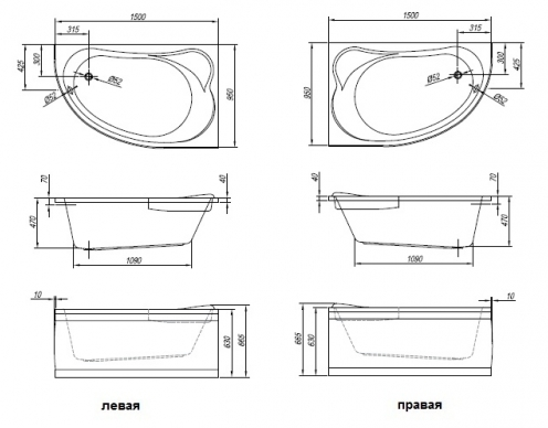 картинка N 2 к Акриловая ванна Kolpa-San Voice L  150x95 BASIS+панель